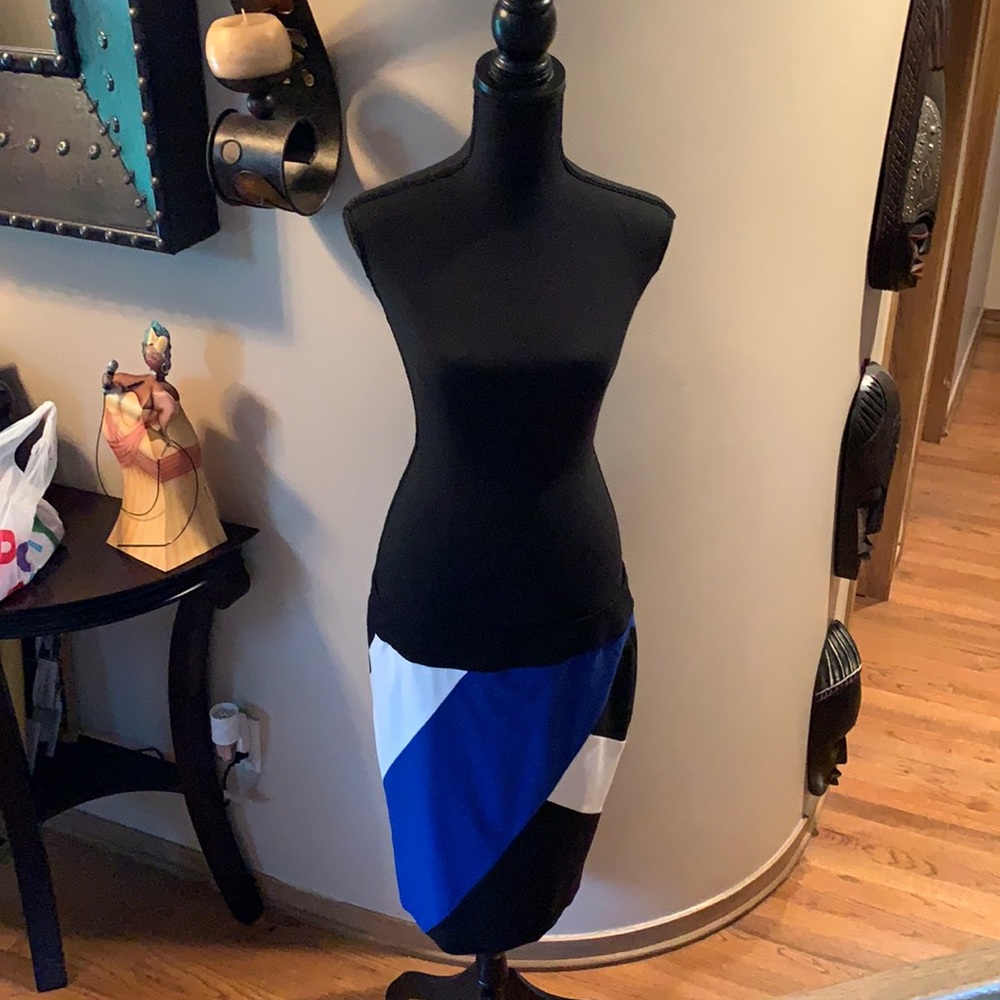 Nine West Sz10 W Skirt Black White Blue